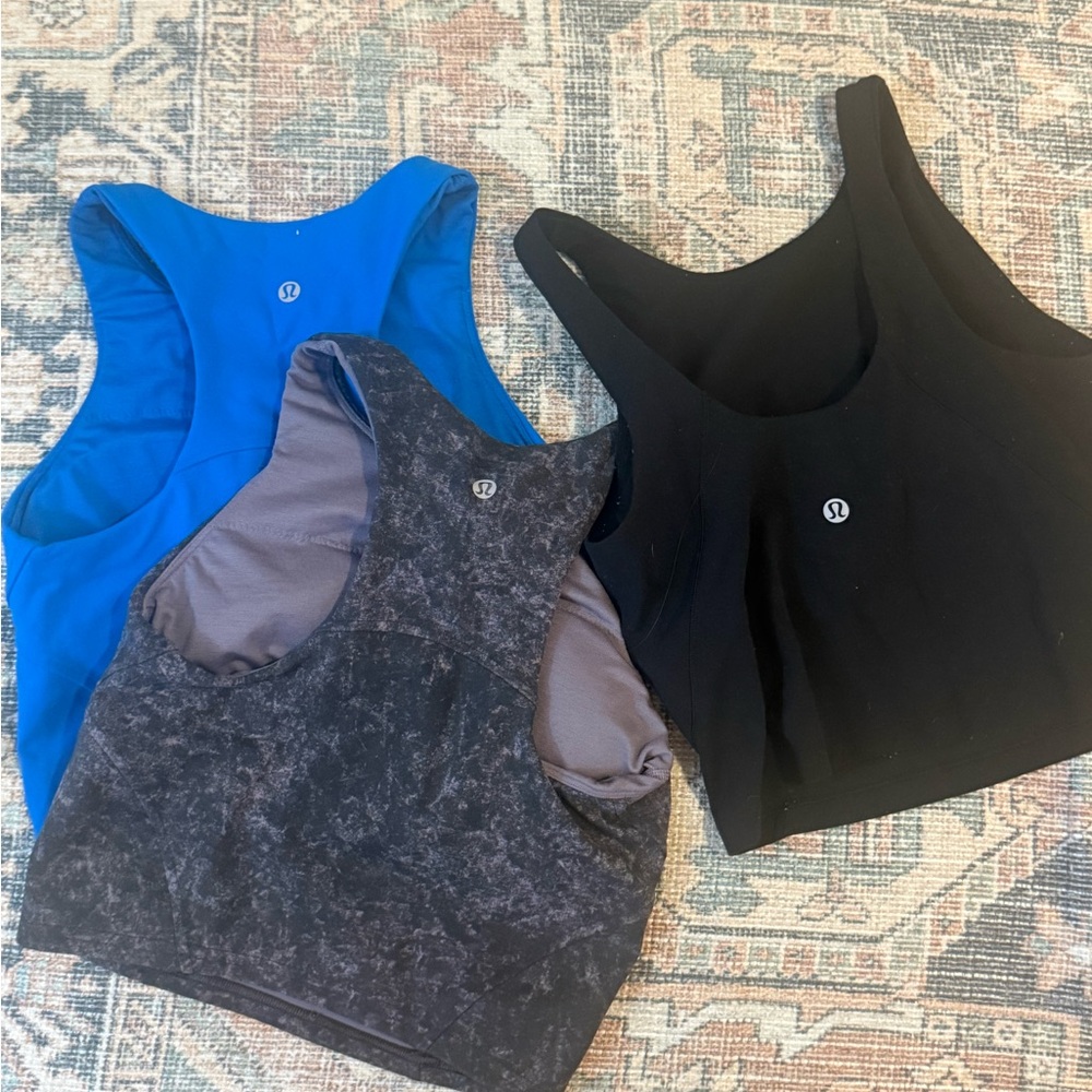 Lululemon Cropped Tank Tops w/ Built-In Bra – Size 2 – $75 for All 3